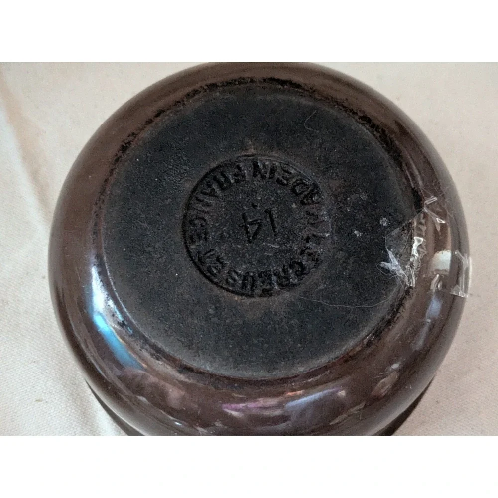 Vintage Le Creuset 14 Brown Cast Iron Enamel Sauce Pot Pan Lid France 5.5 In